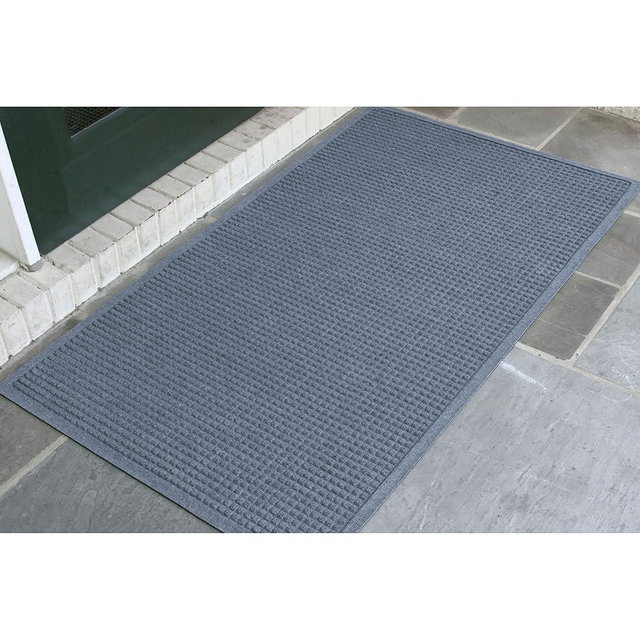 Bungalow Flooring Waterhog Door Mat, 3' x 5' Made in USA, Durable and Decorative Floor Covering, Skid Resistant, Indoor/Outdoor, Water-Trapping, Squares Collection, Bluestone