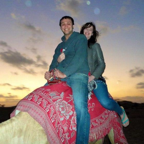 Riding camels in Dubai