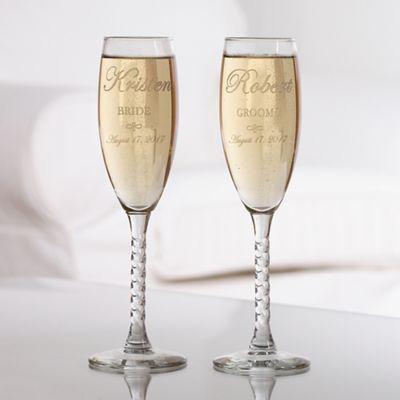 Wedding Couple Champagne Flutes (Set of 2)