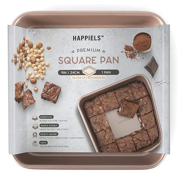HAPPIELS Premium Extra Thick 9-inch Square Baking Pan Nonstick Non-toxic | 9x9 Baking Pan for Oven | Non Stick Brownie Pan