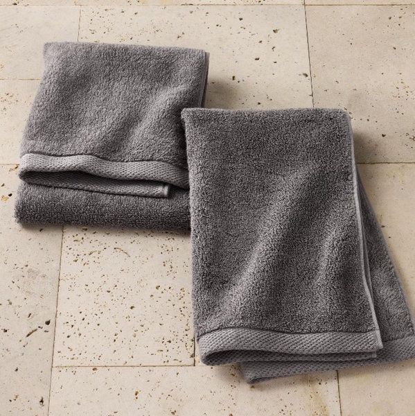 2pk Organic Hand Towel Dark Gray - Casaluna™