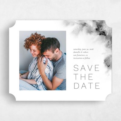 Grey Ticket Wedding Save the Date - Bartlett Photo