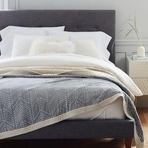 Organic Double Cloth Arrow Blanket - Frost Gray, Queen