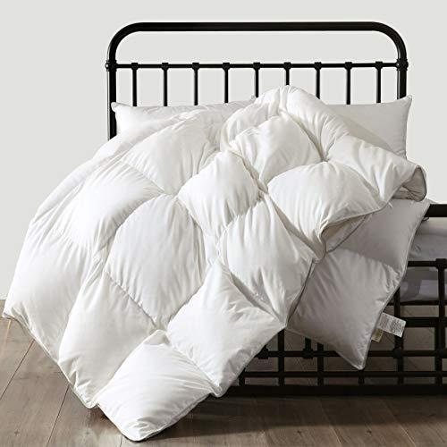 APSMILE All Season Hungarian Goose Down Comforter - Ultra-Soft Pima Cotton, 750 Fill Power 47oz Medium Warmth Year-Round Duvet Insert (King, White)