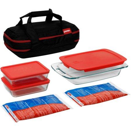 Pyrex 9-Piece Portable Double Decker Set with Carrier, Glass