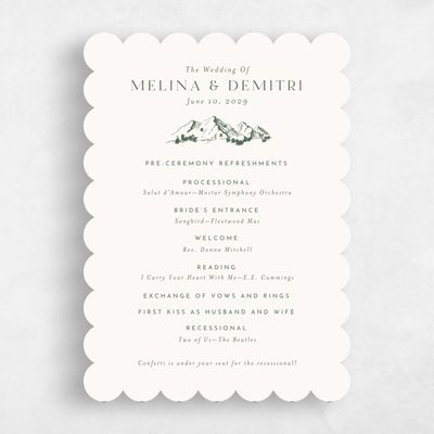 Beige Scalloped Wedding Program - Crispin