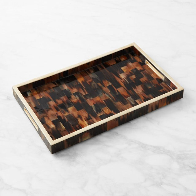 Horn and Bone Tray, Dark, Rectangular, 13" X 22"