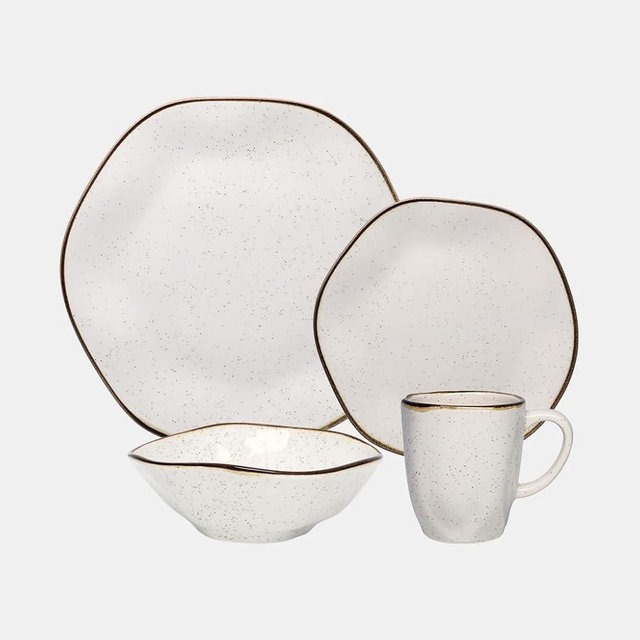Oxford Ryo-Sandbar Porcelain 16 Piece Dinnerware Set Service for 4