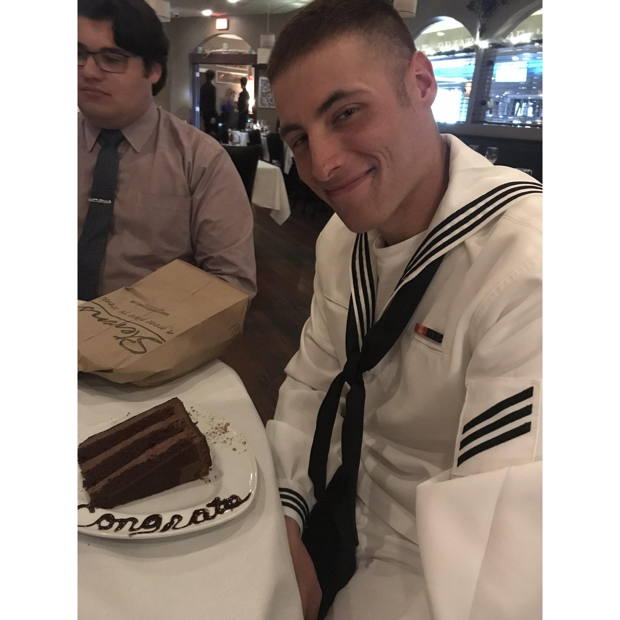 This is the chocolate cake -- if you know then you know... Otherwise, this is just a picture of Trey being handsome next to a huge slice of delicious cake (;