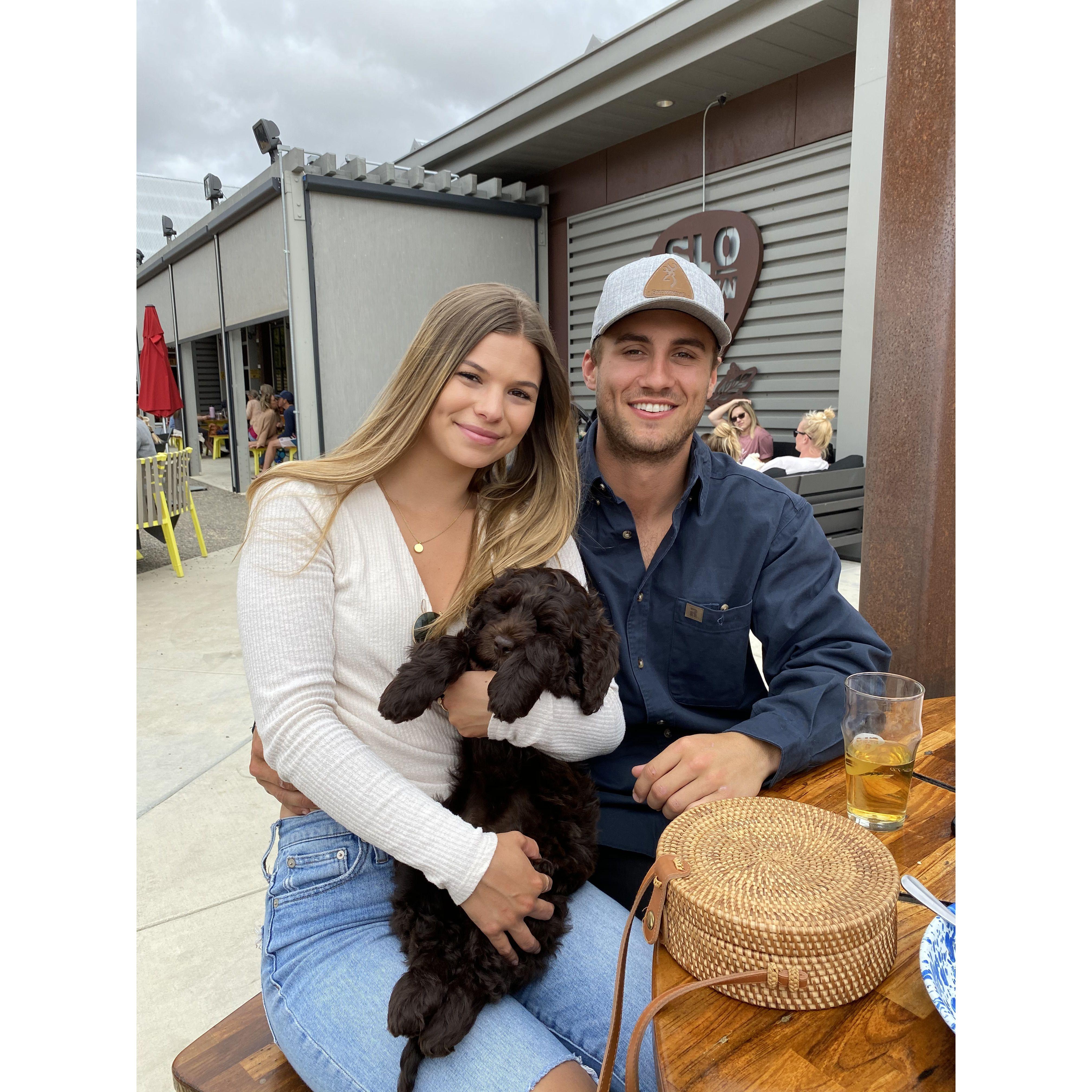 March 2020, first photo boyfriend and girlfriend with my foster dog Winston