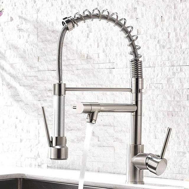 Aimadi Contemporary Kitchen Sink Faucet,Single Handle Stainless Steel Kitchen Faucets with Pull Down Sprayer,Brushed Nickel