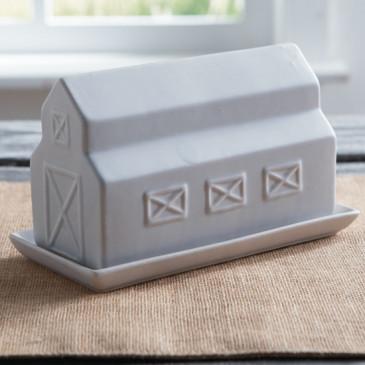 Stoneware Barn Butter Dish