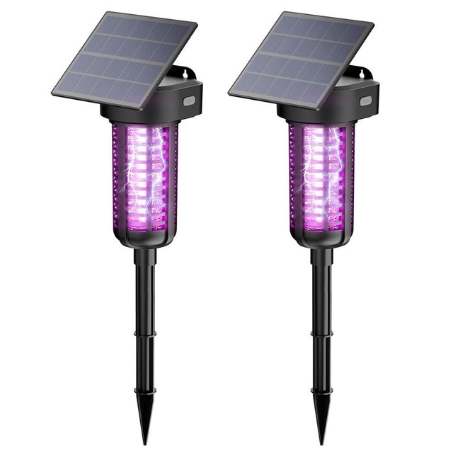 Solar Bug Zapper Outdoor 2 Pack, Garden Mosquito Zapper Waterproof & Cordless & Rechargeable & Auto On/Off，Flying Insect Zapper Mosquito Killer Lamp Mosquito Catcher Decorative Light for Patio