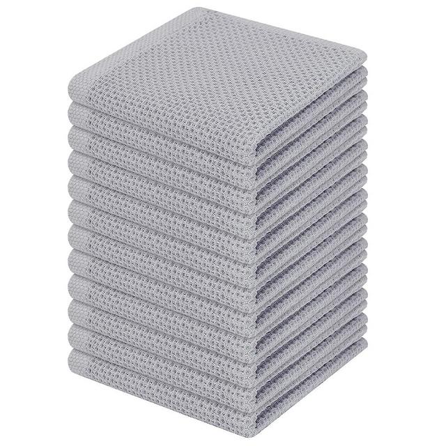 Homaxy 100% Cotton Waffle Weave Kitchen Dish Cloths, Ultra Soft Absorbent Quick Drying Dish Towels, 12 x 12 Inches, 12-Pack, Light Gray