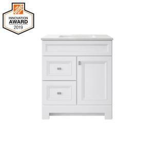 Sedgewood 30-1/2 in. W Bath Vanity in White with Solid Surface Technology Vanity Top in Arctic with White Sink