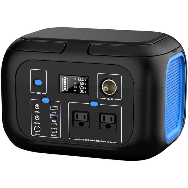Portable Power Station 600W Power Bank 296Wh Solar Generator Lithium Battery Portable Generator Fast Charging with LED Light Battery Pack 9 Outputs Power Supply for Home Camping Emergency Backup