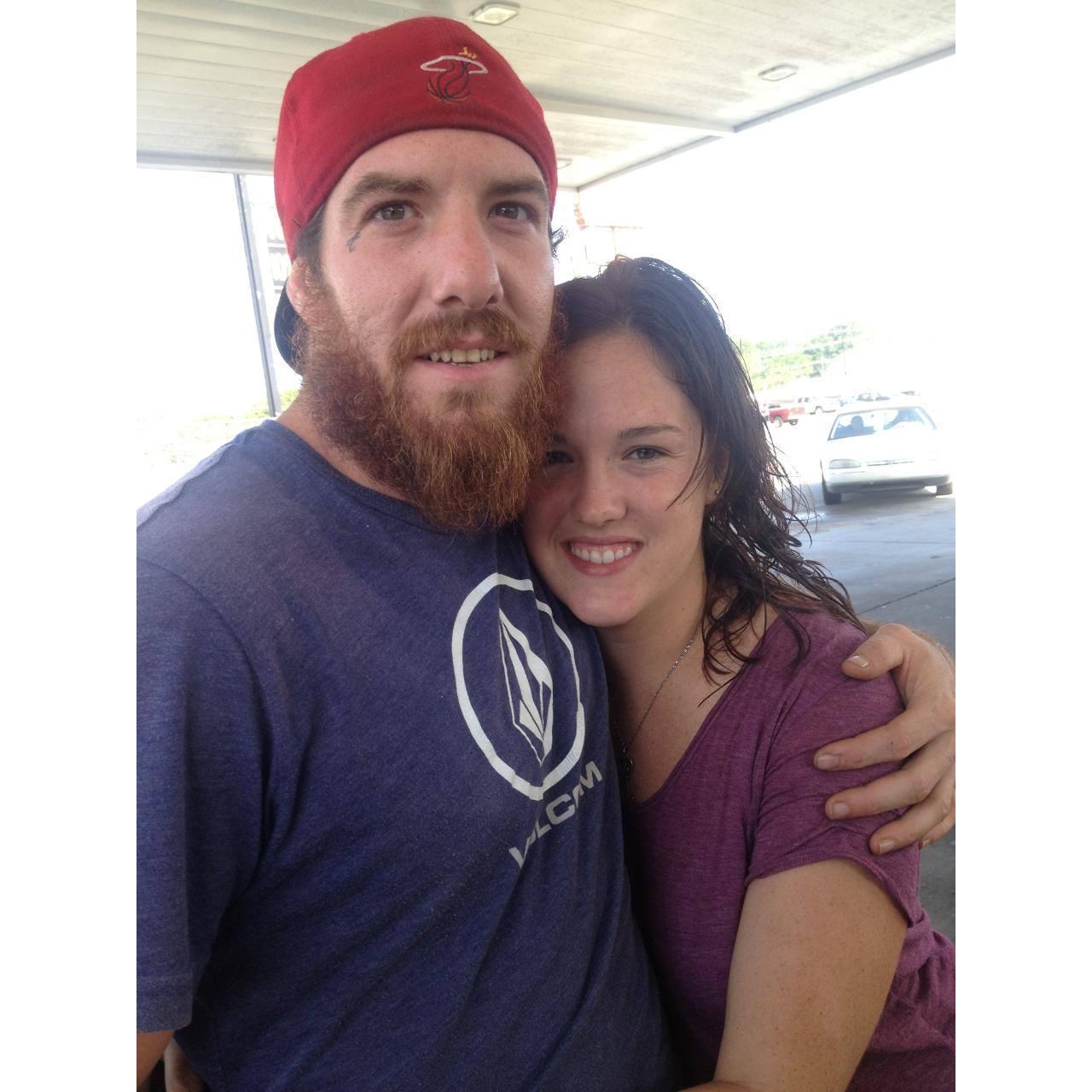 Our first photo together - after a night in a cave and spelunking.