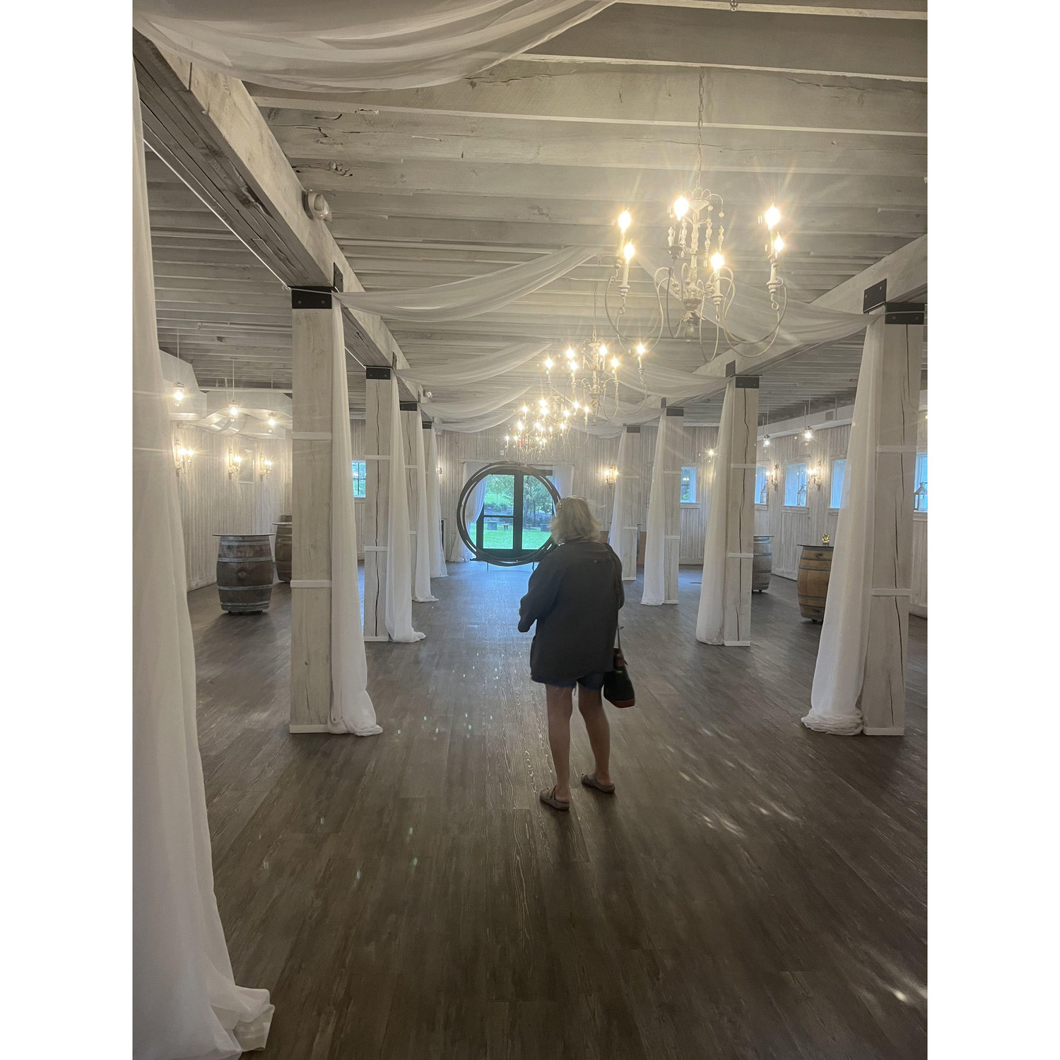 The room where the ceremony will take place. Mom is looking at it...photobomb!