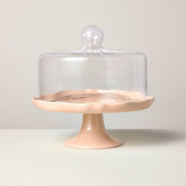 Scalloped Stoneware Covered Dessert Stand Blush - Hearth & Hand™ with Magnolia
