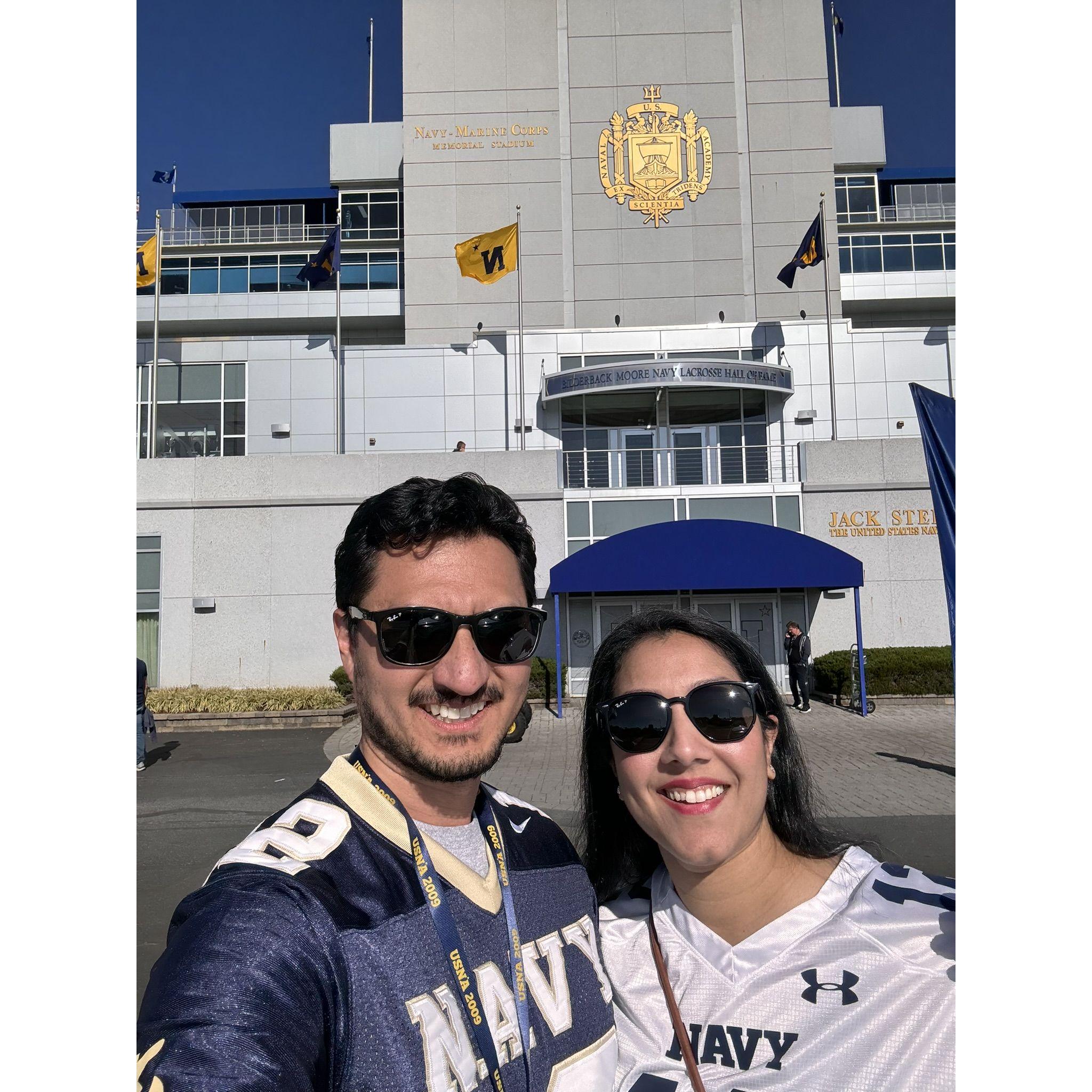 Go Navy! Beat Army! Jessica's first Navy football game (they won by a lot, clearly because of our cheering)