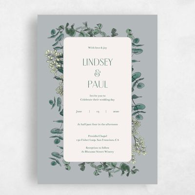 Slate, Blue Wedding Invitation - Terian Frame
