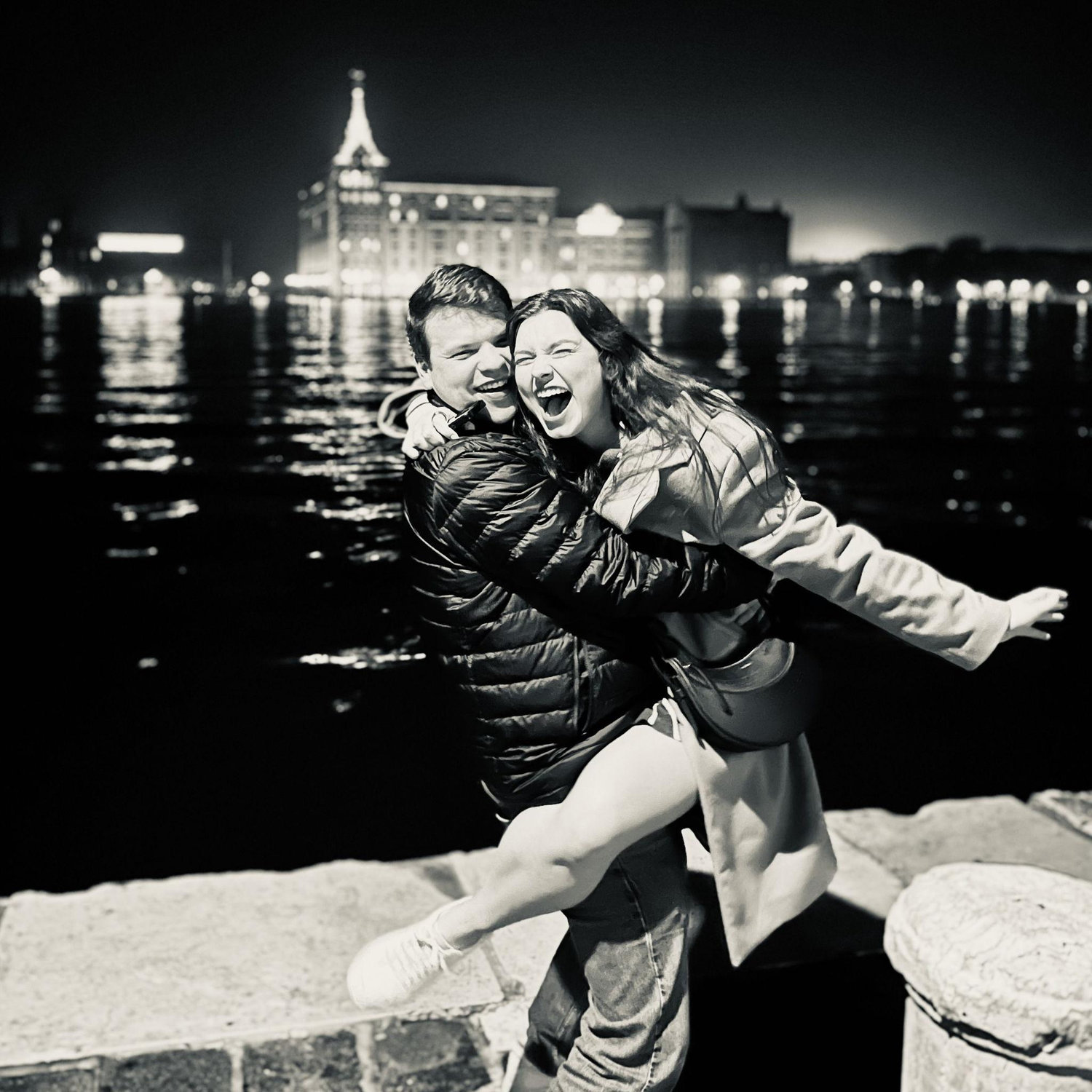February 2026: Post-dinner after a very fun day in Venice with Kevin