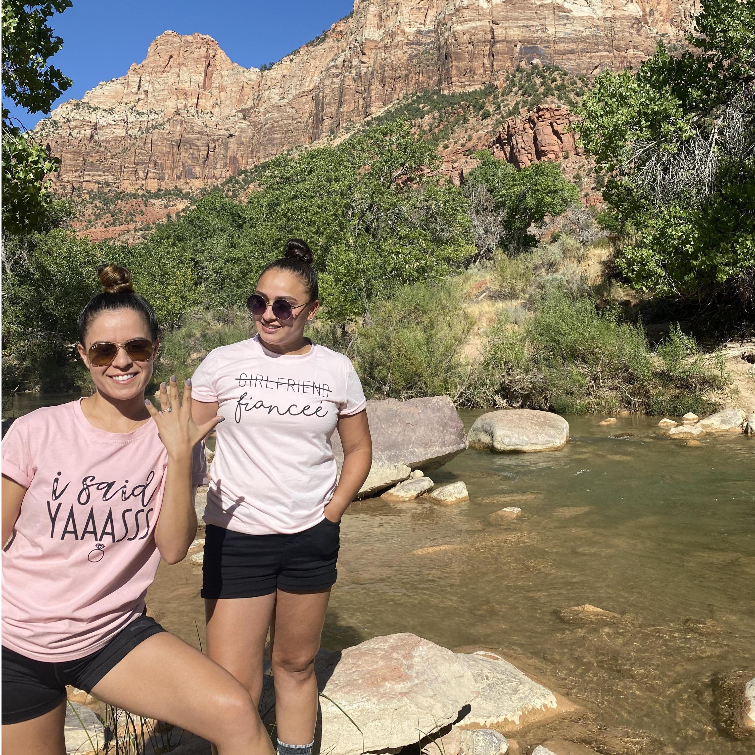 Our engagement-moon in Zion National Park.