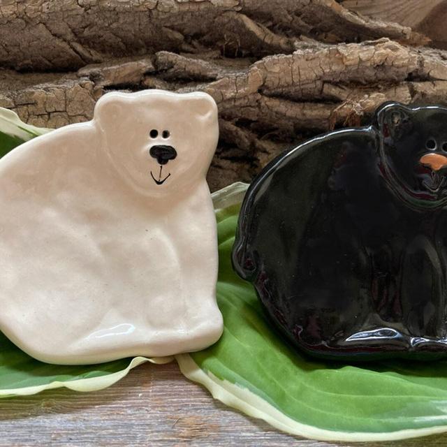 Black bear spoon rest/polar bear spoon rest/black bear teabag holder/Polar bear Jewlery dish/winter decor for kitchen/Christmas decor gifts