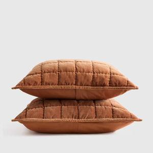 Terracotta Cotton Velvet Quilted Sham Set - Standard