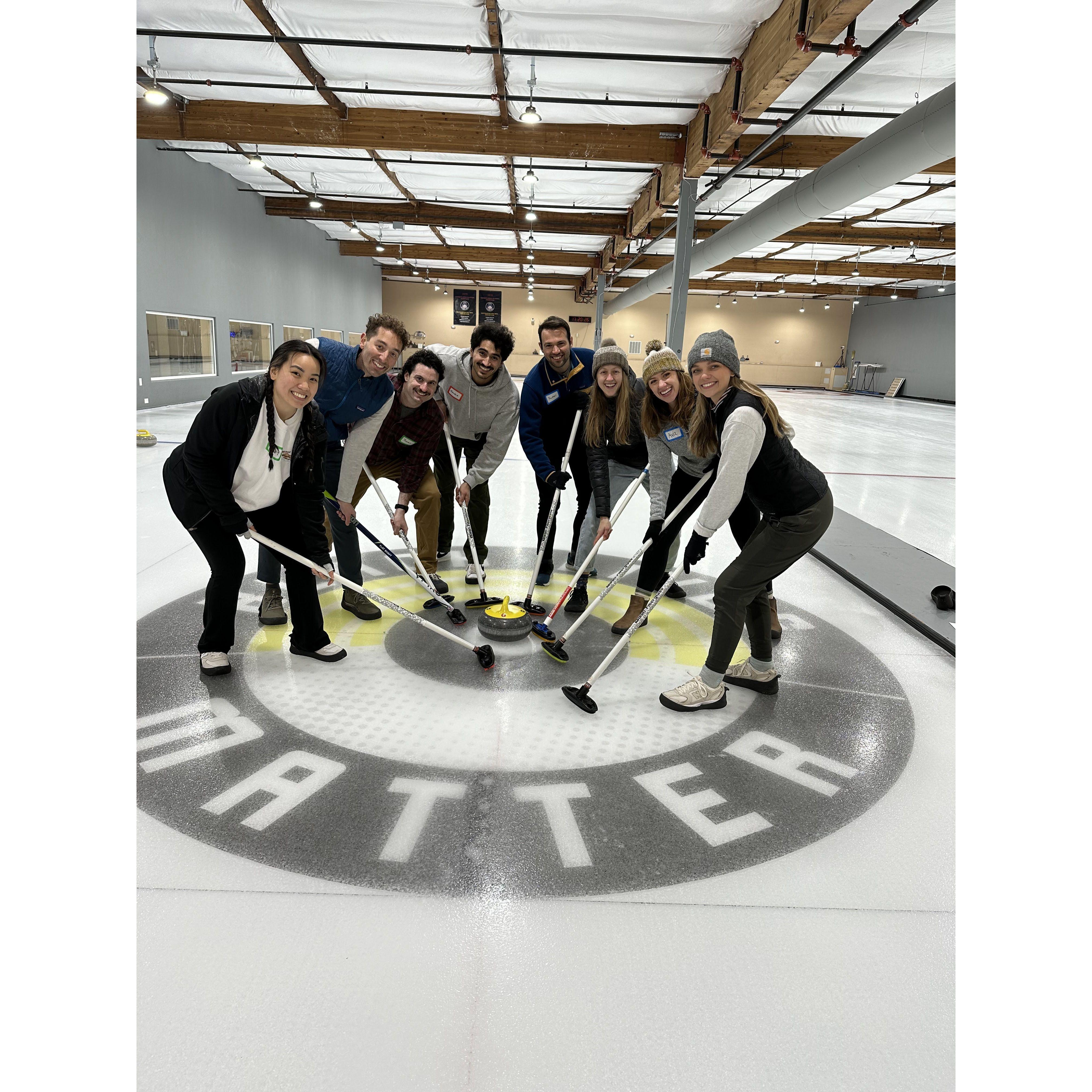 Girls vs boys curling match for Paige's birthday! March 2024.