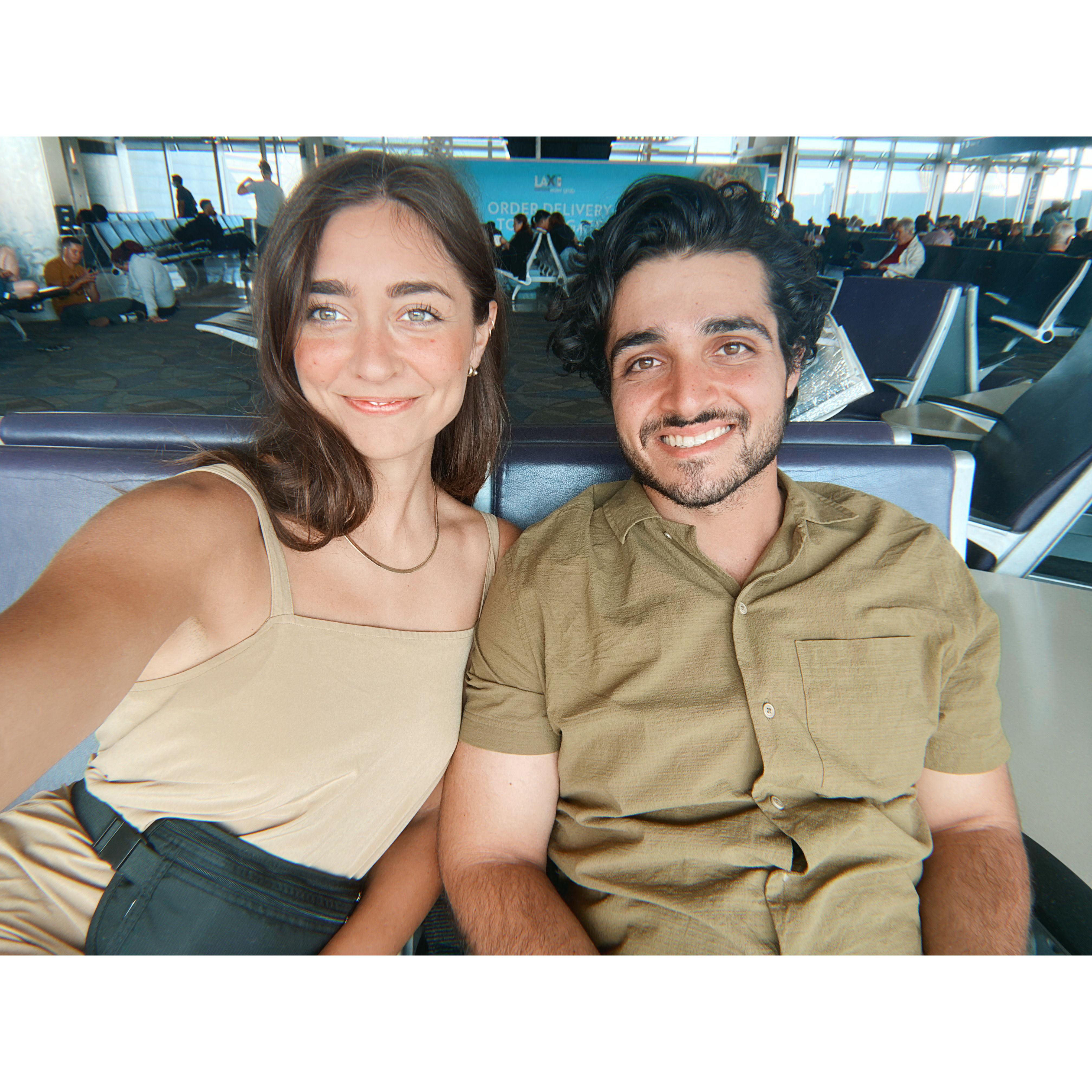 Waiting with great anticipation to board our flight to Italy, Summer 2022...