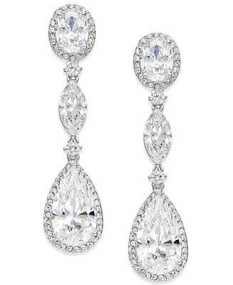 Eliot Danori Oval Crystal Drop Earrings, in Silver