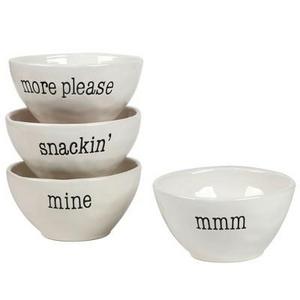 Certified International It's Just Words Ceramic Dessert Bowls 28oz White - Set of 4