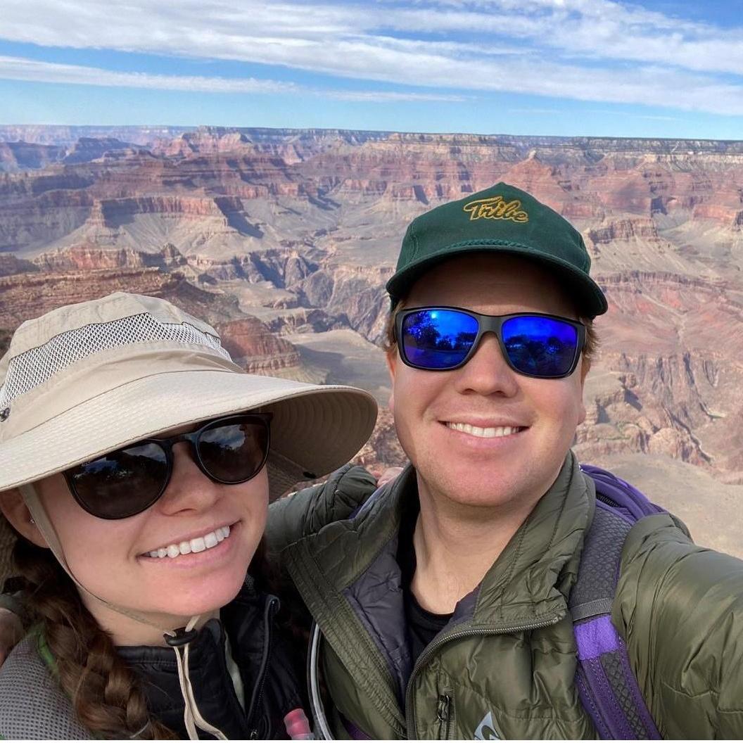 November 7, 2021: First camping trip. Mickey and Sarah would regret the 20-mile hike down to the river and back up to the top of the Grand Canyon in one day. -Grand Canyon National Park, AZ
