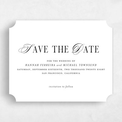 White Ticket Wedding Save the Date - Jalen Landscape