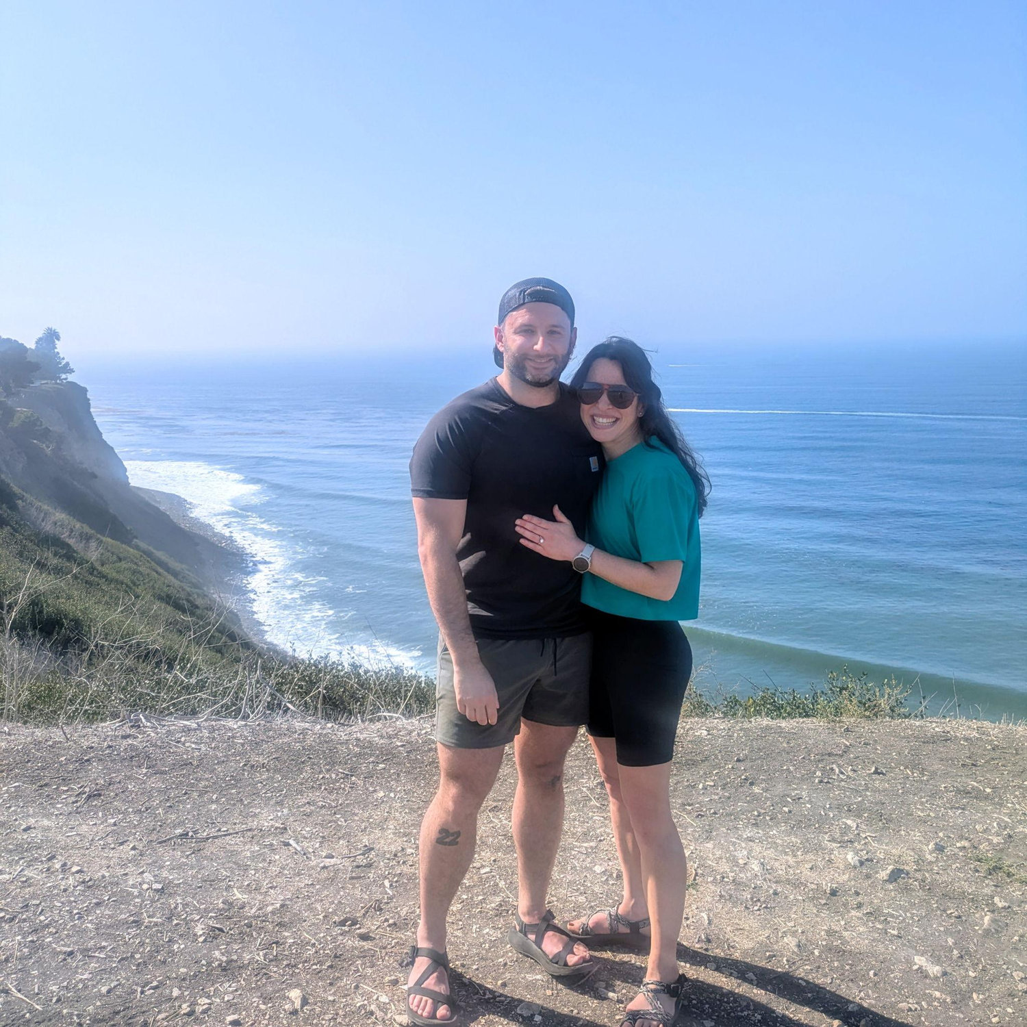 Minutes after our engagement while hiking in the Palos Verdes Shoreline Preserve!