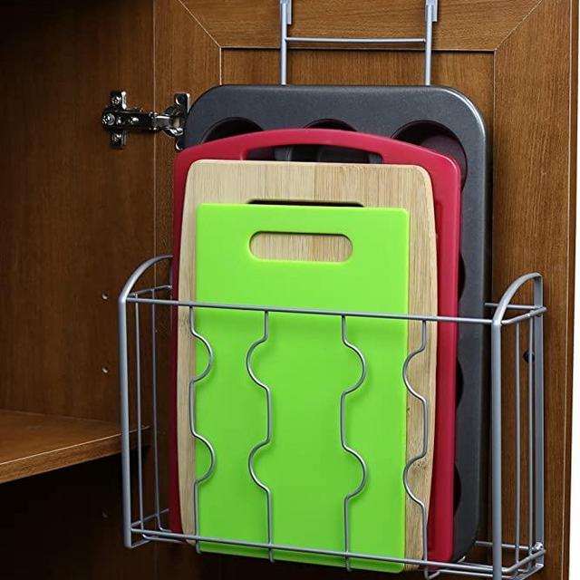 SimpleHouseware Over the Cabinet Door Organizer Holder, Silver