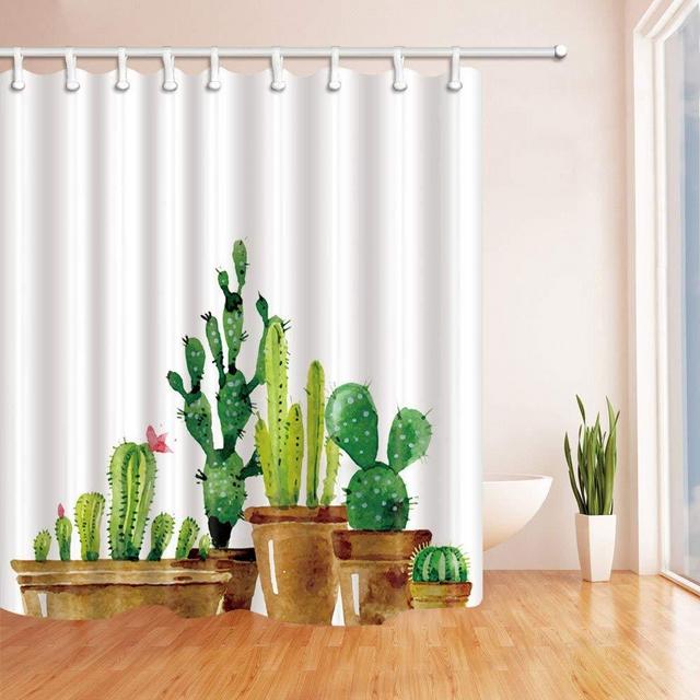 BPBOP Home Cactus Decor Strong Life Power of Cactus Grow Everywhere Polyester Fabric Bathroom Shower Curtain 66x72 inches