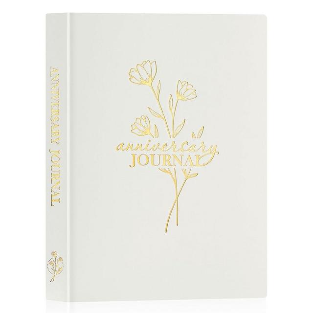 Lanpn Wedding Anniversary Journal Notebook - Linen First Year to 70th Anniversary Scrapbook Memory Book for Couples - Newlywed Marriage Journal Wedding Anniversary Book Gifts (Ivory white, 190 Pages)