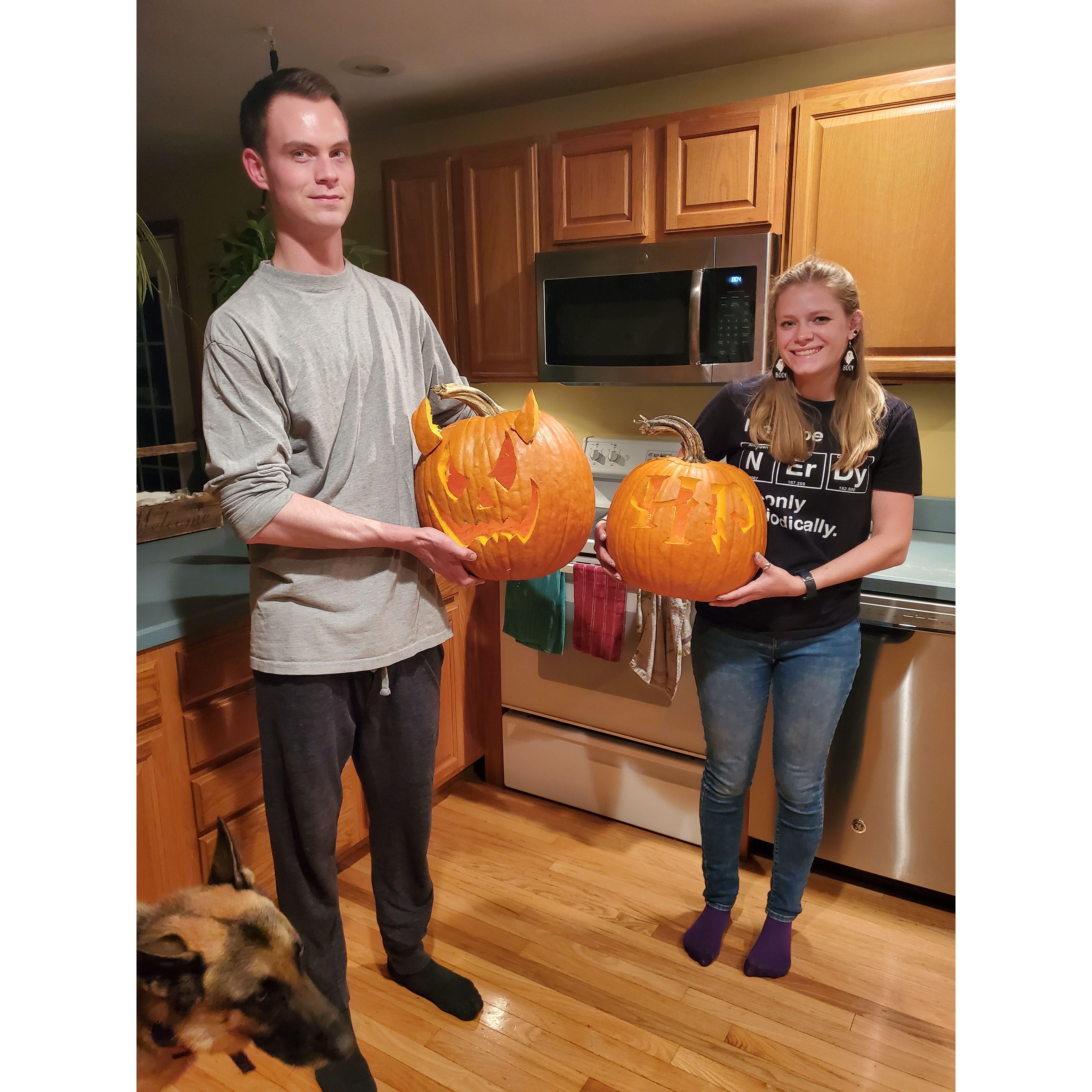 Family pumpkin carving night