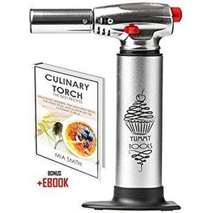 Blow Torch - Best Culinary Torch - Aluminum Kitchen Hand Butane Torch – Chef Torch for Cooking with Double Flame + Bonus Recipe E-book – Cooking Torch Good for Baking, Barbecue, Making Creme Brulee