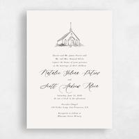 Beige Wedding Invitation - Chapel Portrait