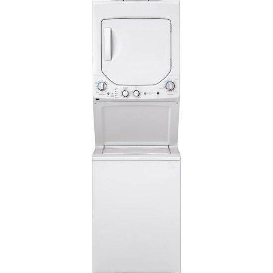 GE - Unitized Spacemaker 2.3 Cu. Ft. 12-Cycle Washer and 4.4 Cu. Ft. 4-Cycle Electric Dryer Combo - White on White