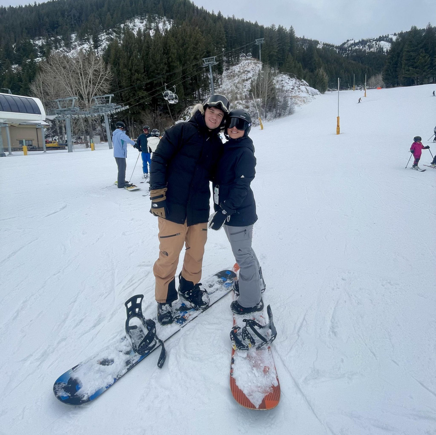 Chris' first time in Sun Valley and it was the year they had NO snow! Fun fact: Chris is an incredible snowboarder. We're both athletes and enjoy and and all sports!