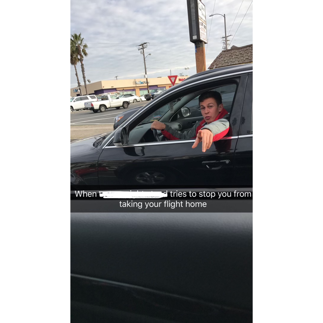 This is the photo from the stoplight when Nicolette was on her way to the airport and looked up and saw Keith in the car next to her.