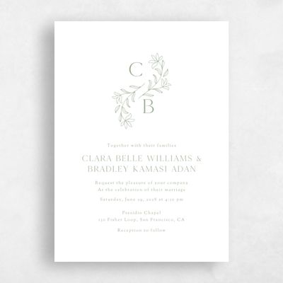 Sage, Green Wedding Invitation - Creston Portrait Letterpress