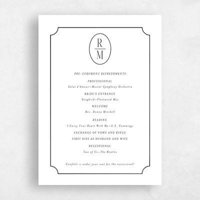 White Wedding Program - Idalia