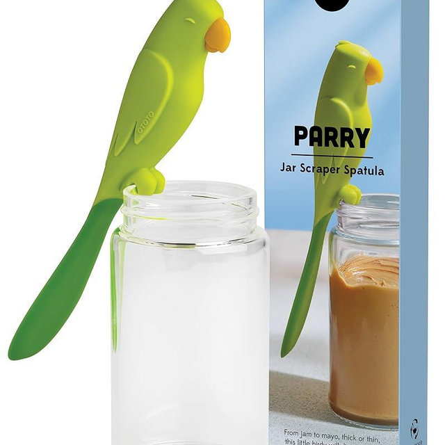 OTOTO Jar Scraper Spatula - Silicone Scraper, Cute Kitchen Accessories, Unique Fun Cooking Kitchen Gadgets for Foodies - BPA-free & 100% Food Safe (Parry)