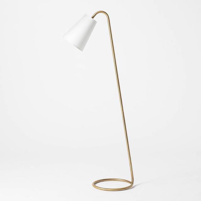 Metal Tube Leaning Floor Lamp (Includes LED Light Bulb)Brass - Threshold™ designed with Studio McGee