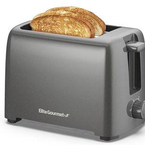 Elite Gourmet ECT1027G Cool-Touch 2 Slice Toaster, 6 Toast Settings & Cancel Function, Extra Wide 1.25” Slots Easily Fits Breads, English Muffins, Bagels & Waffles, Gunmetal Gray